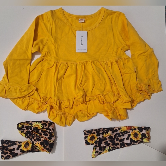 Girls Sunflower 4pc Set-with belt tie and head tie- New with tags - Picture 1 of 2
